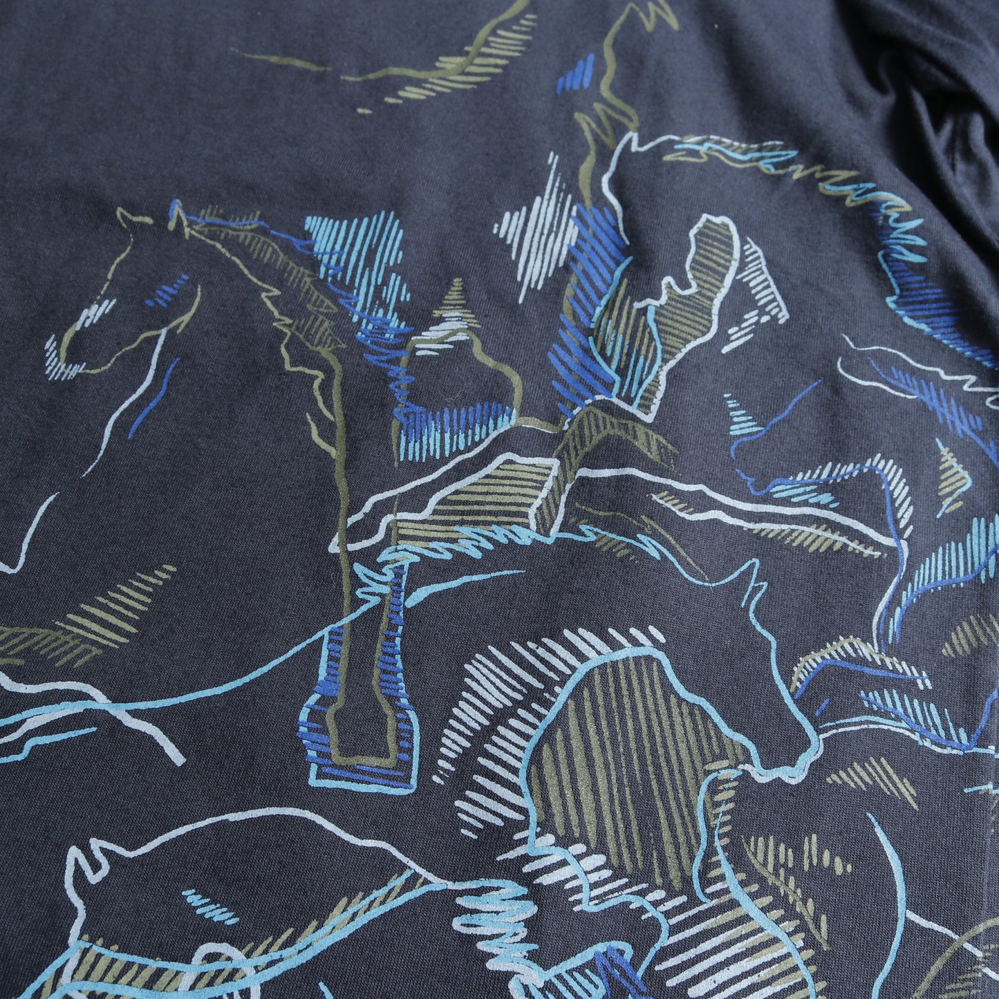 カヴァルカード Tシャツ クルーネック プリント コットン ネイビー エルメス トップス HERMES