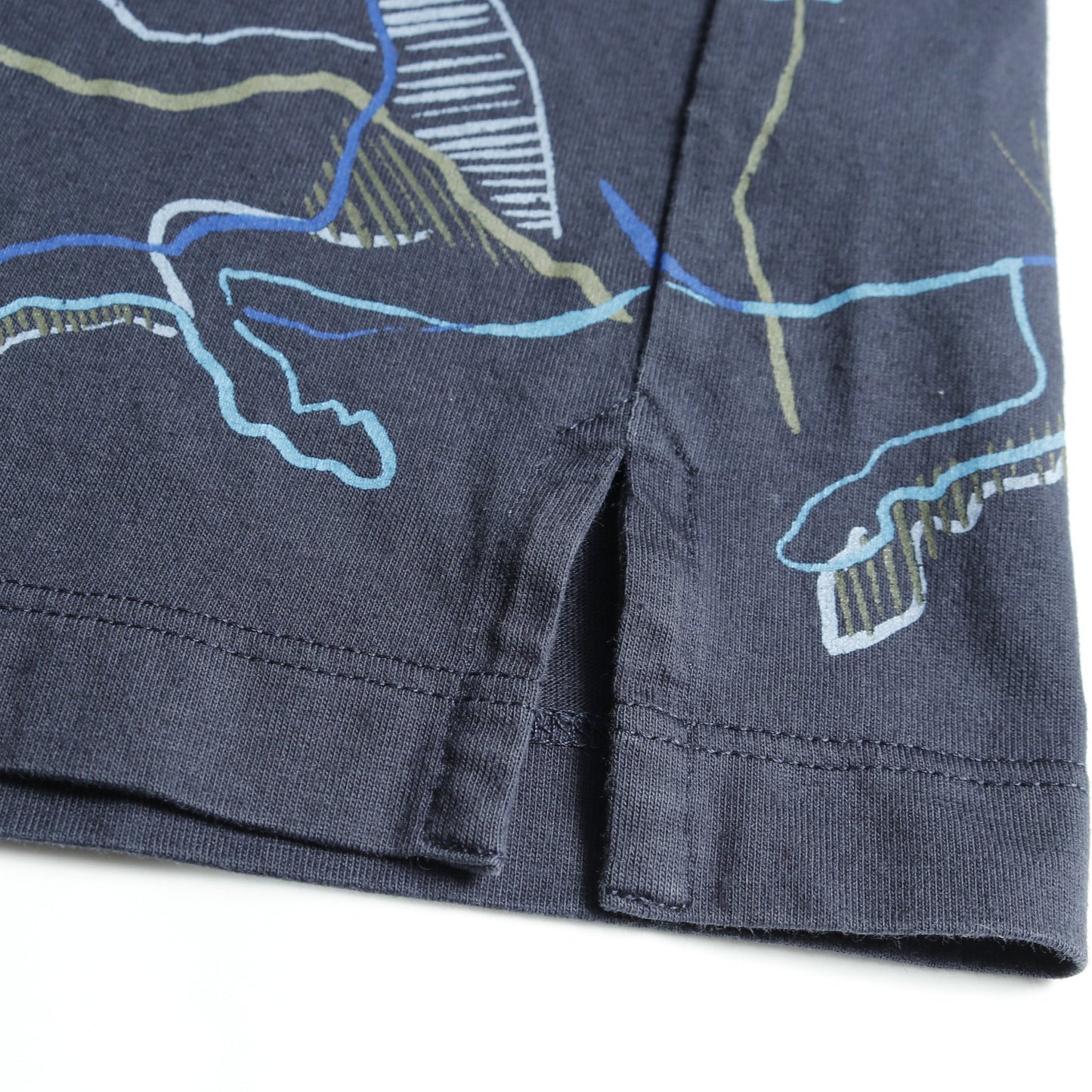 カヴァルカード Tシャツ クルーネック プリント コットン ネイビー エルメス トップス HERMES