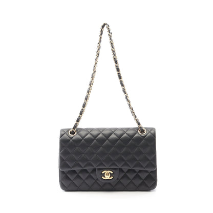 マトラッセ Wフラップ Wチェーンショルダーバッグ ラムスキン ブラック ゴールド金具 シャネル バッグ CHANEL