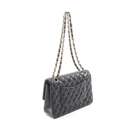 マトラッセ Wフラップ Wチェーンショルダーバッグ ラムスキン ブラック ゴールド金具 シャネル バッグ CHANEL