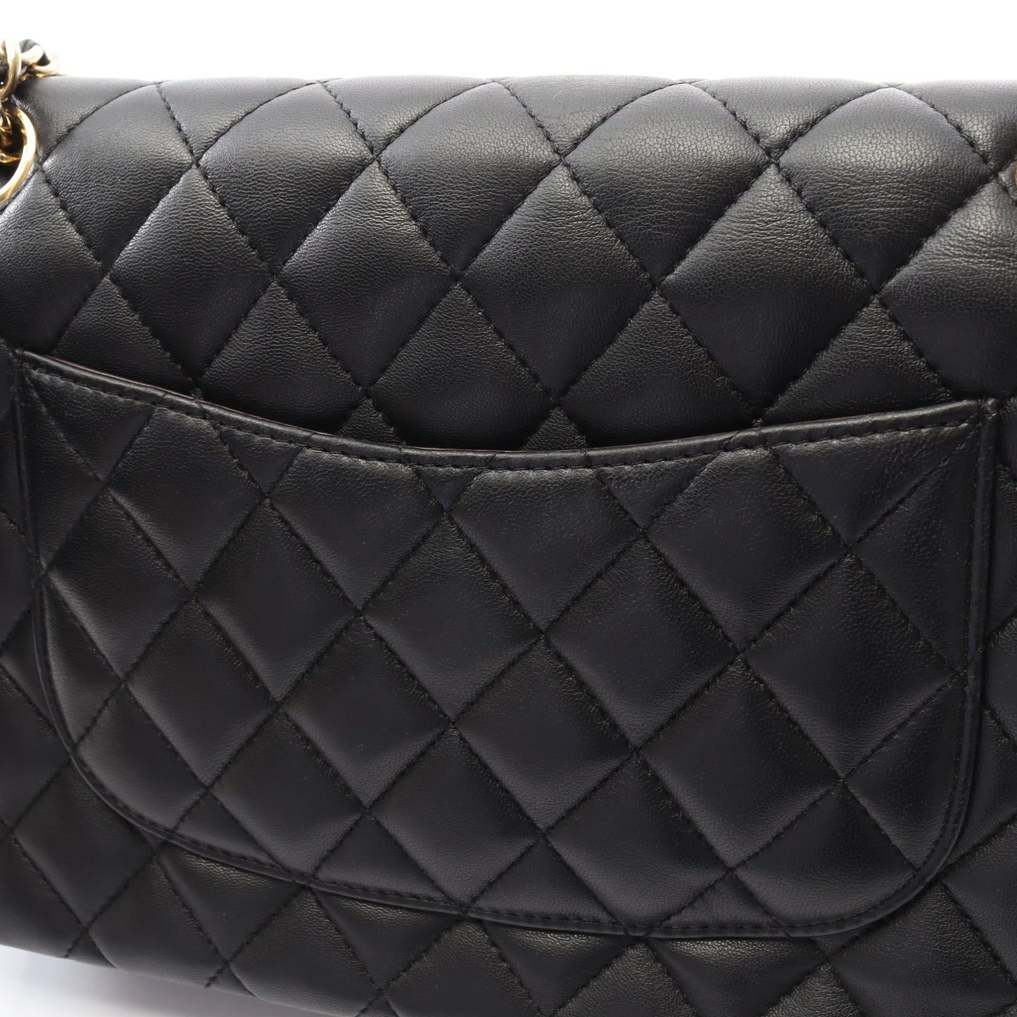 マトラッセ Wフラップ Wチェーンショルダーバッグ ラムスキン ブラック ゴールド金具 シャネル バッグ CHANEL
