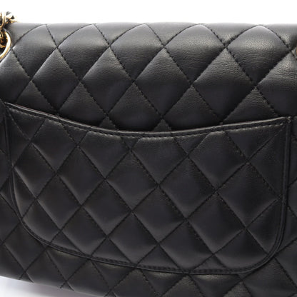 マトラッセ Wフラップ Wチェーンショルダーバッグ ラムスキン ブラック ゴールド金具 シャネル バッグ CHANEL