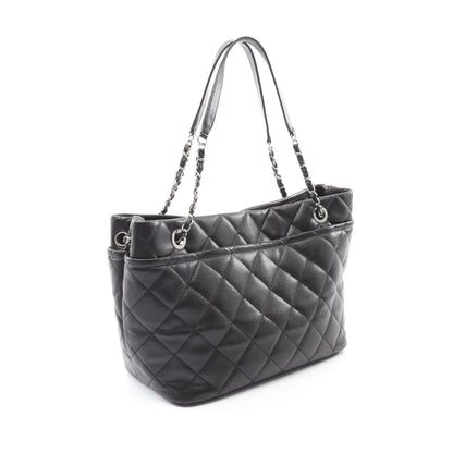 マトラッセ チェーンショルダーバッグ チェーントートバッグ キャビアスキン ブラック シルバー金具 シャネル バッグ CHANEL
