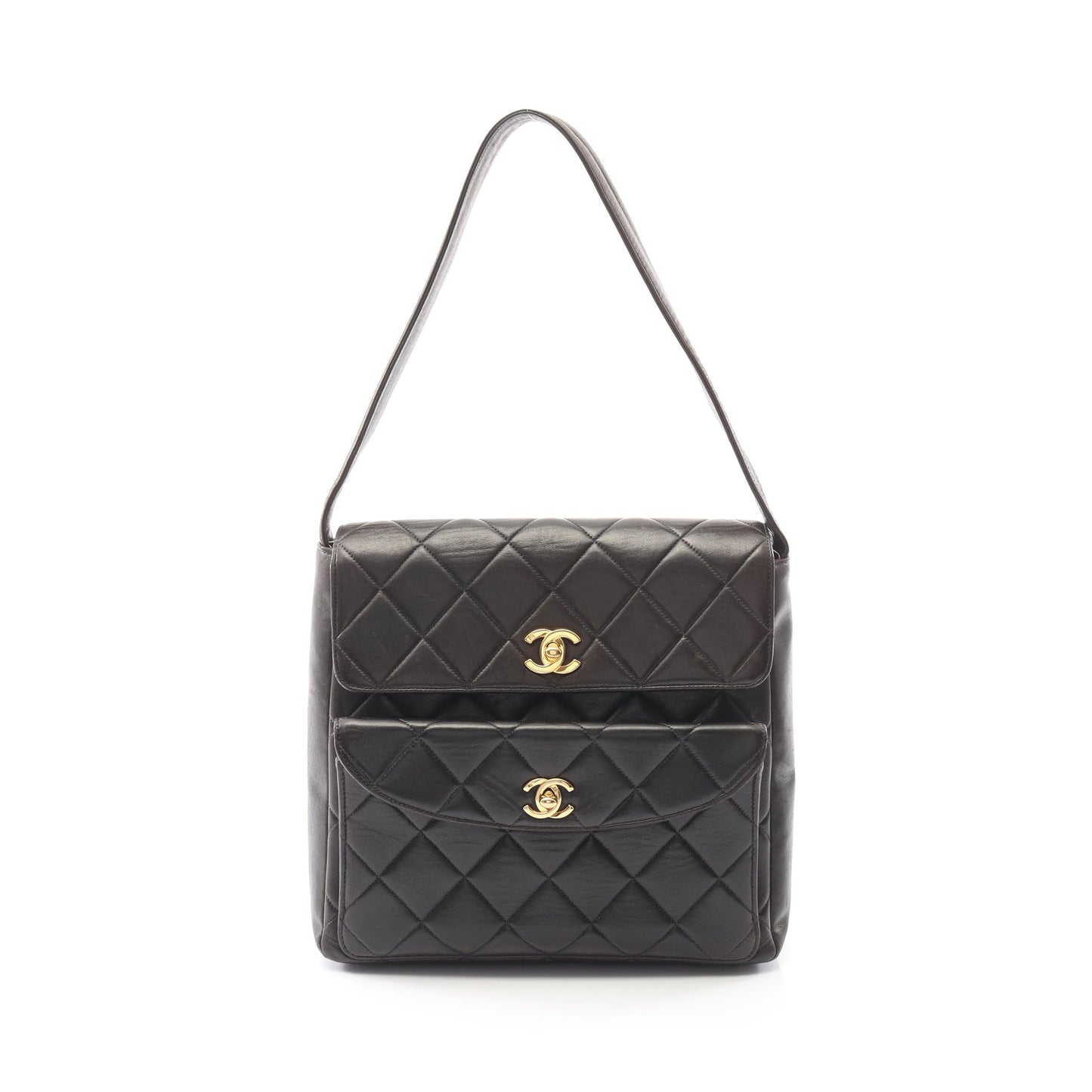 マトラッセ ワンショルダーバッグ ラムスキン ブラック ゴールド金具 シャネル バッグ CHANEL