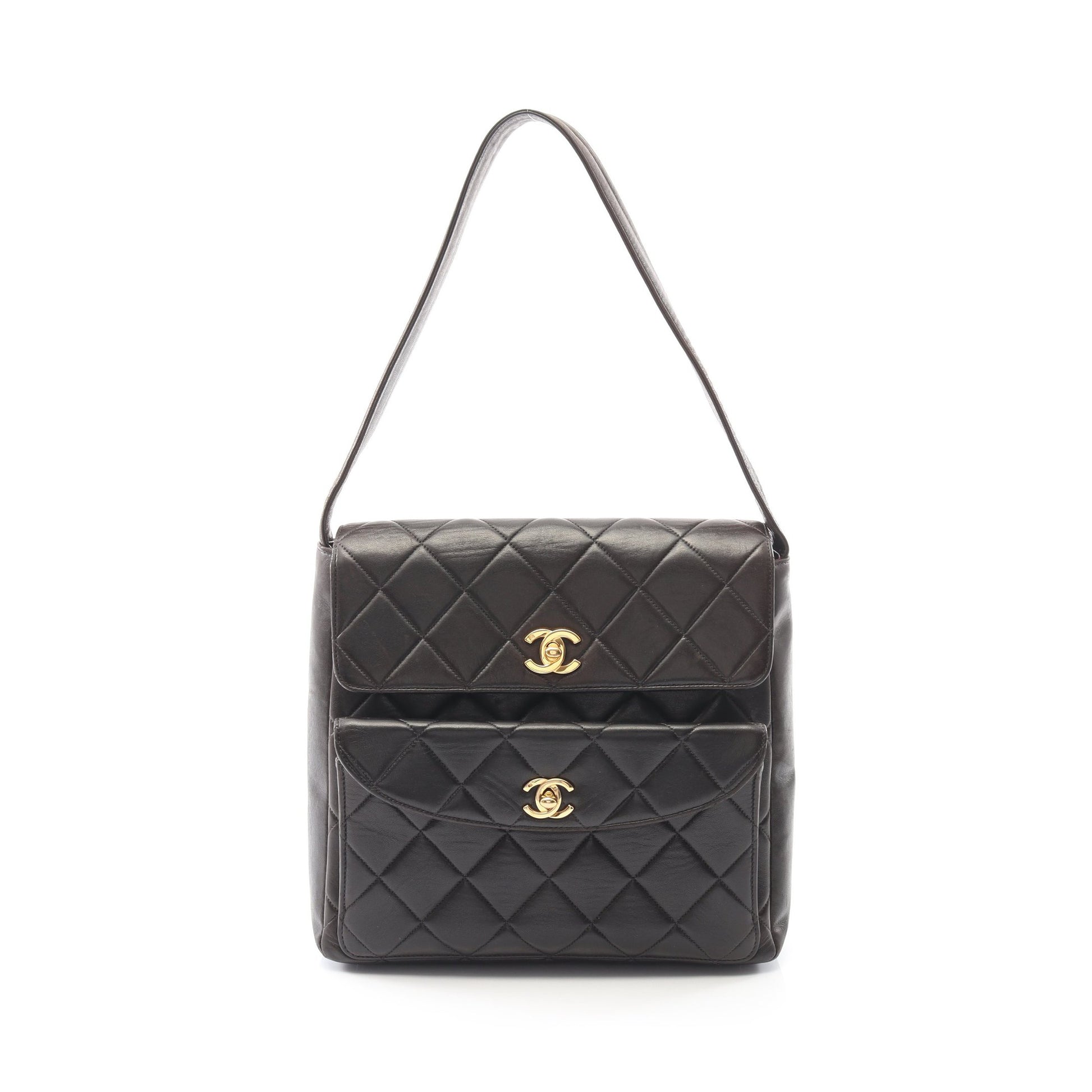 マトラッセ ワンショルダーバッグ ラムスキン ブラック ゴールド金具 シャネル バッグ CHANEL