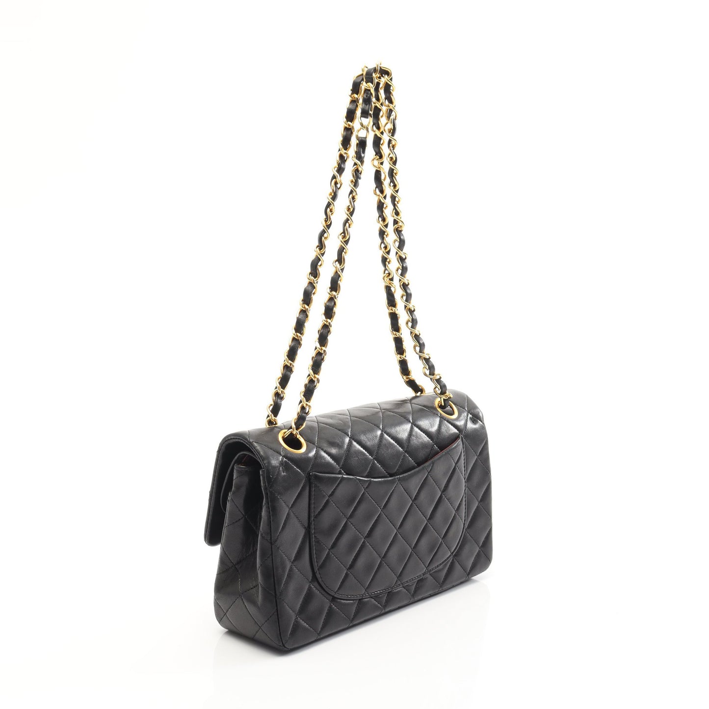 マトラッセ Wフラップ Wチェーンショルダーバッグ ラムスキン ブラック ゴールド金具 ヴィンテージ シャネル バッグ CHANEL