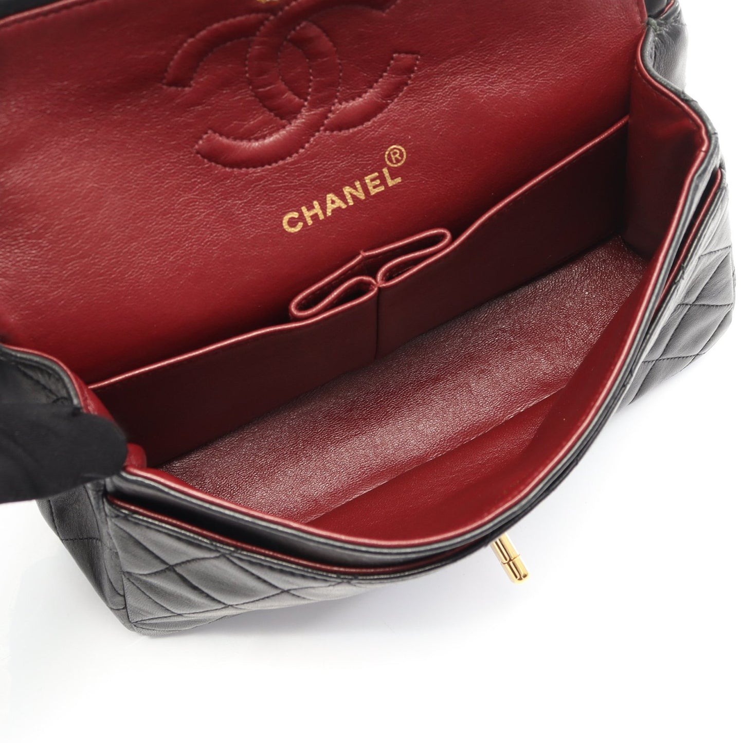 マトラッセ Wフラップ Wチェーンショルダーバッグ ラムスキン ブラック ゴールド金具 ヴィンテージ シャネル バッグ CHANEL