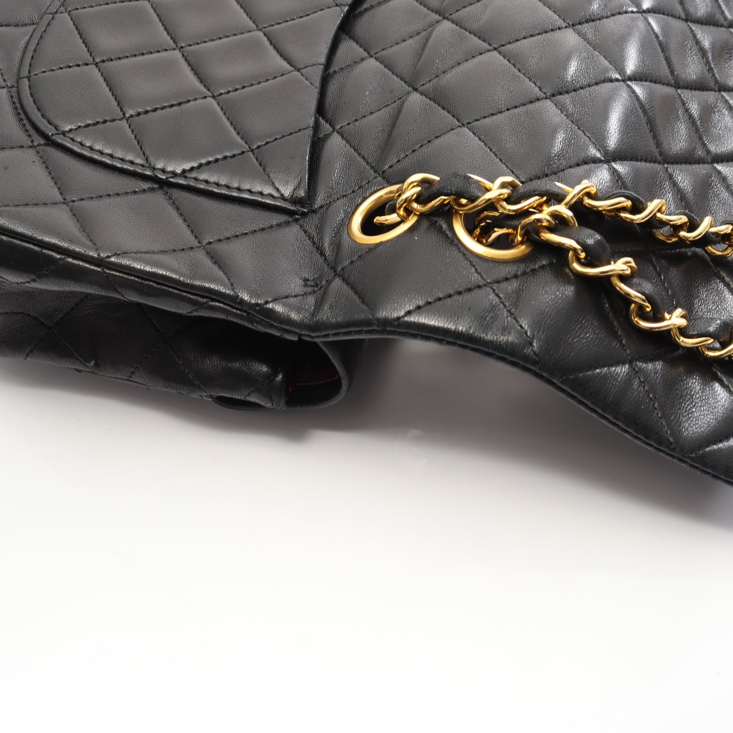 マトラッセ Wフラップ Wチェーンショルダーバッグ ラムスキン ブラック ゴールド金具 ヴィンテージ シャネル バッグ CHANEL