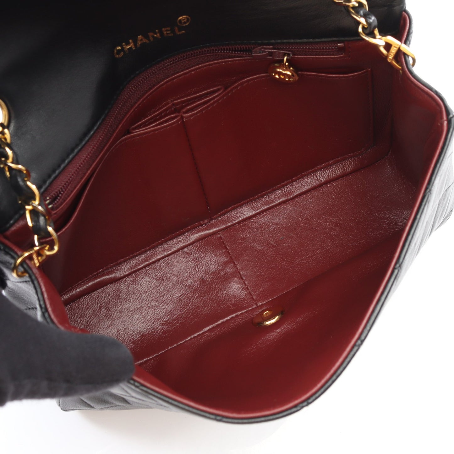 フルフラップ マトラッセ チェーンショルダーバッグ ラムスキン ブラック ゴールド金具 シャネル バッグ CHANEL