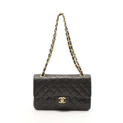 マトラッセ Wフラップ Wチェーンショルダーバッグ ラムスキン ブラック ゴールド金具 シャネル バッグ CHANEL