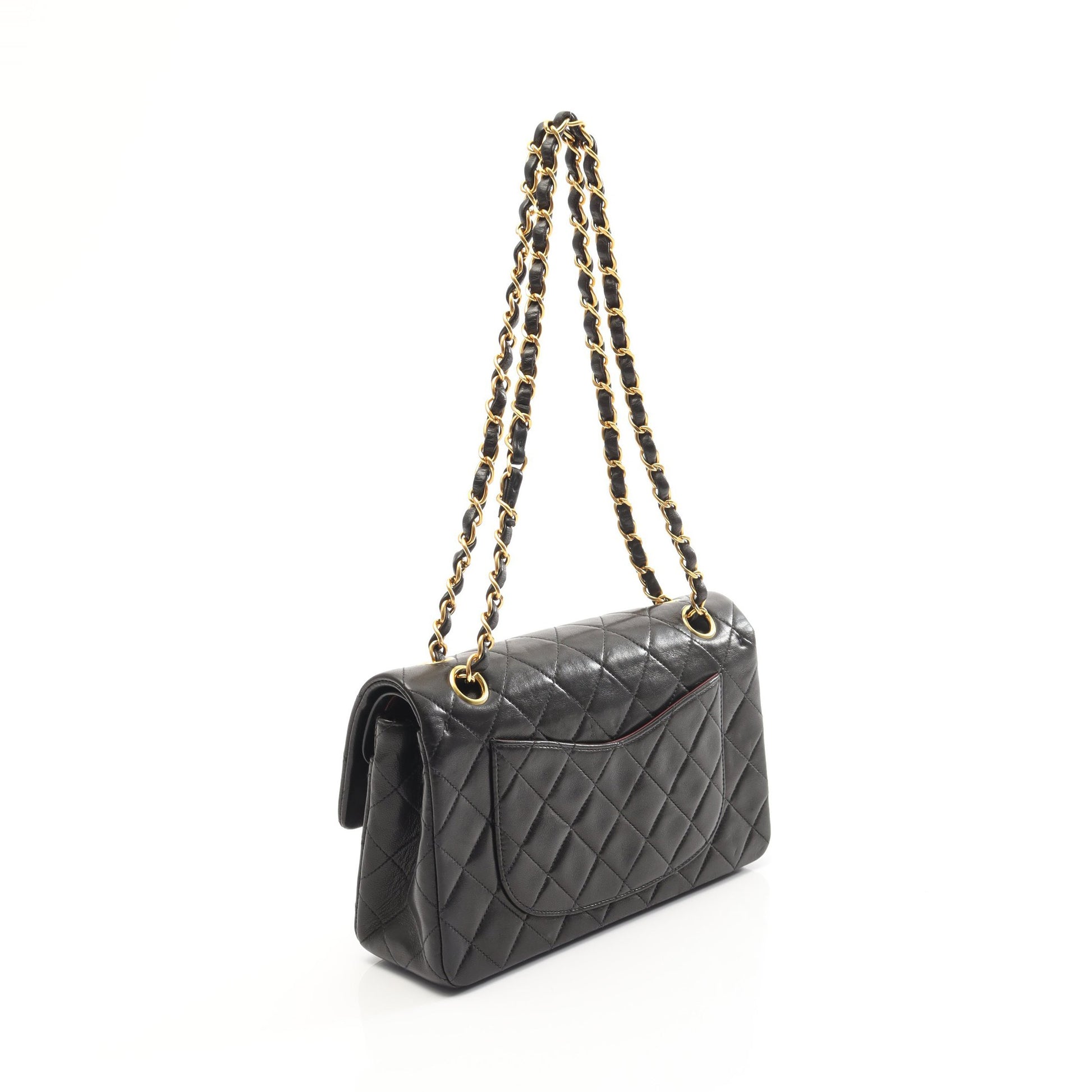 マトラッセ Wフラップ Wチェーンショルダーバッグ ラムスキン ブラック ゴールド金具 シャネル バッグ CHANEL