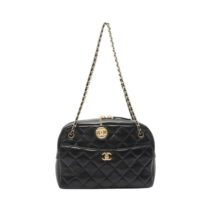 マトラッセ チェーンショルダーバッグ ラムスキン ブラック ゴールド金具 シャネル バッグ CHANEL