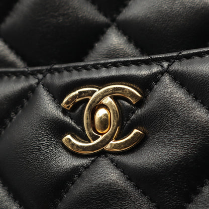 マトラッセ チェーンショルダーバッグ ラムスキン ブラック ゴールド金具 シャネル バッグ CHANEL
