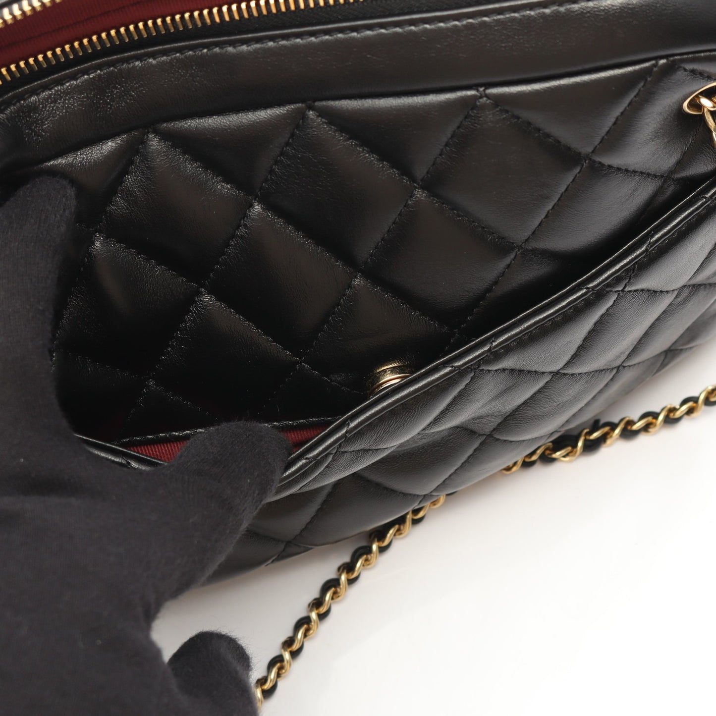 マトラッセ チェーンショルダーバッグ ラムスキン ブラック ゴールド金具 シャネル バッグ CHANEL