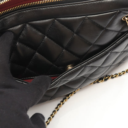 マトラッセ チェーンショルダーバッグ ラムスキン ブラック ゴールド金具 シャネル バッグ CHANEL