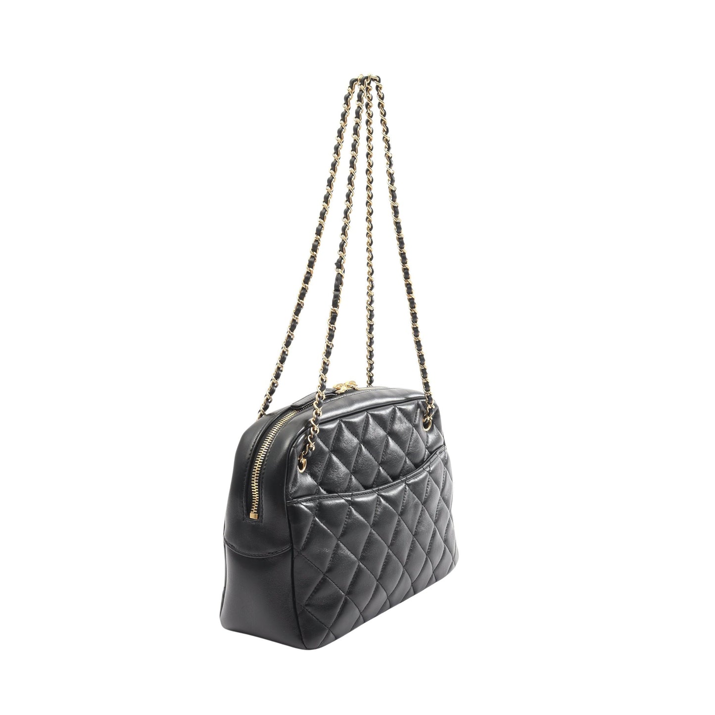マトラッセ チェーンショルダーバッグ ラムスキン ブラック ゴールド金具 シャネル バッグ CHANEL