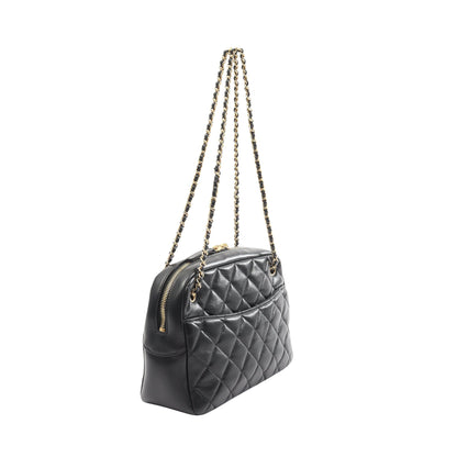 マトラッセ チェーンショルダーバッグ ラムスキン ブラック ゴールド金具 シャネル バッグ CHANEL