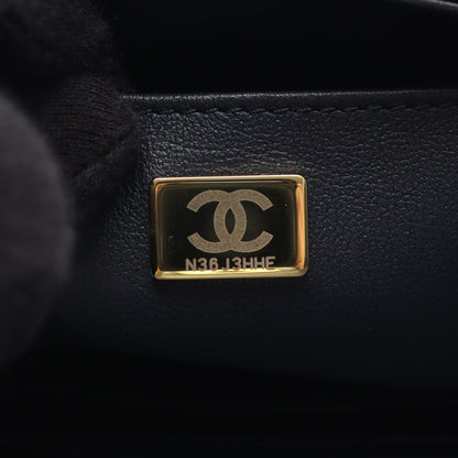 マトラッセ ハンドバッグ キャビアスキン ダークネイビー ゴールド金具 2WAY シャネル バッグ CHANEL