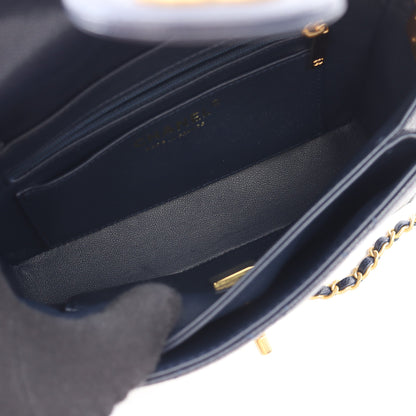 マトラッセ ハンドバッグ キャビアスキン ダークネイビー ゴールド金具 2WAY シャネル バッグ CHANEL