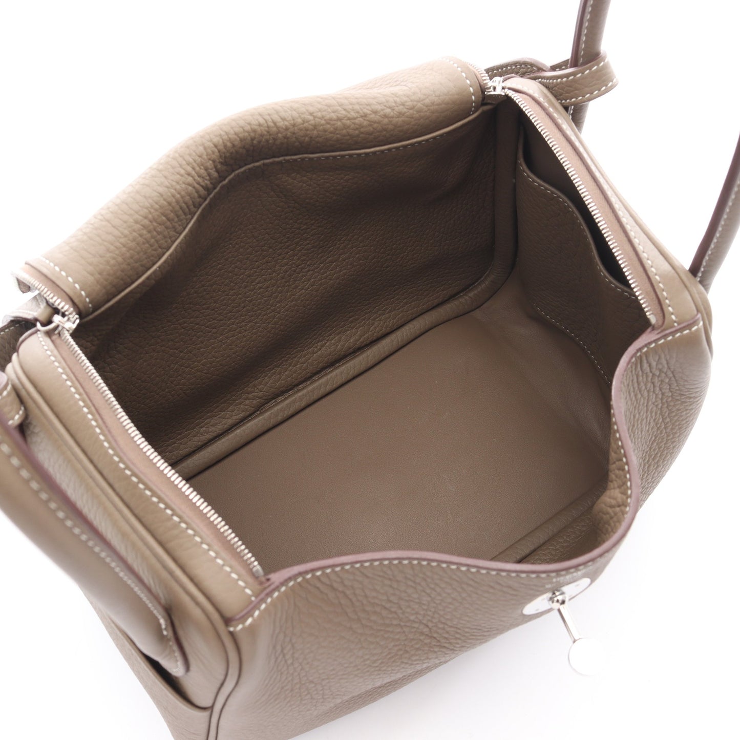 リンディ26 エトゥープ ショルダーバッグ トリヨンクレマンス グレーブラウン シルバー金具 W刻印 エルメス バッグ HERMES