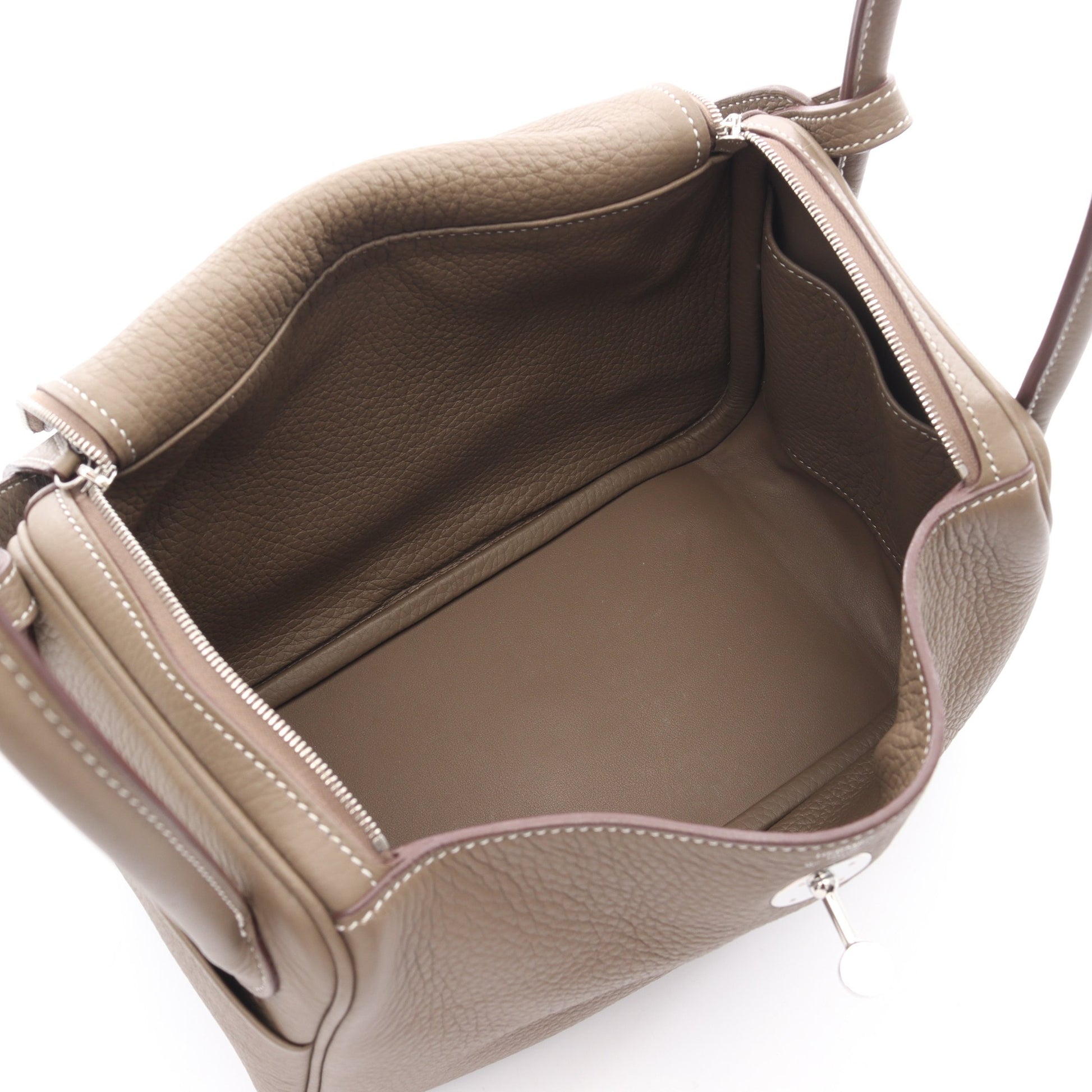 リンディ26 エトゥープ ショルダーバッグ トリヨンクレマンス グレーブラウン シルバー金具 W刻印 エルメス バッグ HERMES