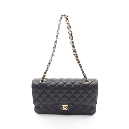 マトラッセ Wフラップ Wチェーンショルダーバッグ キャビアスキン ブラック ゴールド金具 シャネル バッグ CHANEL