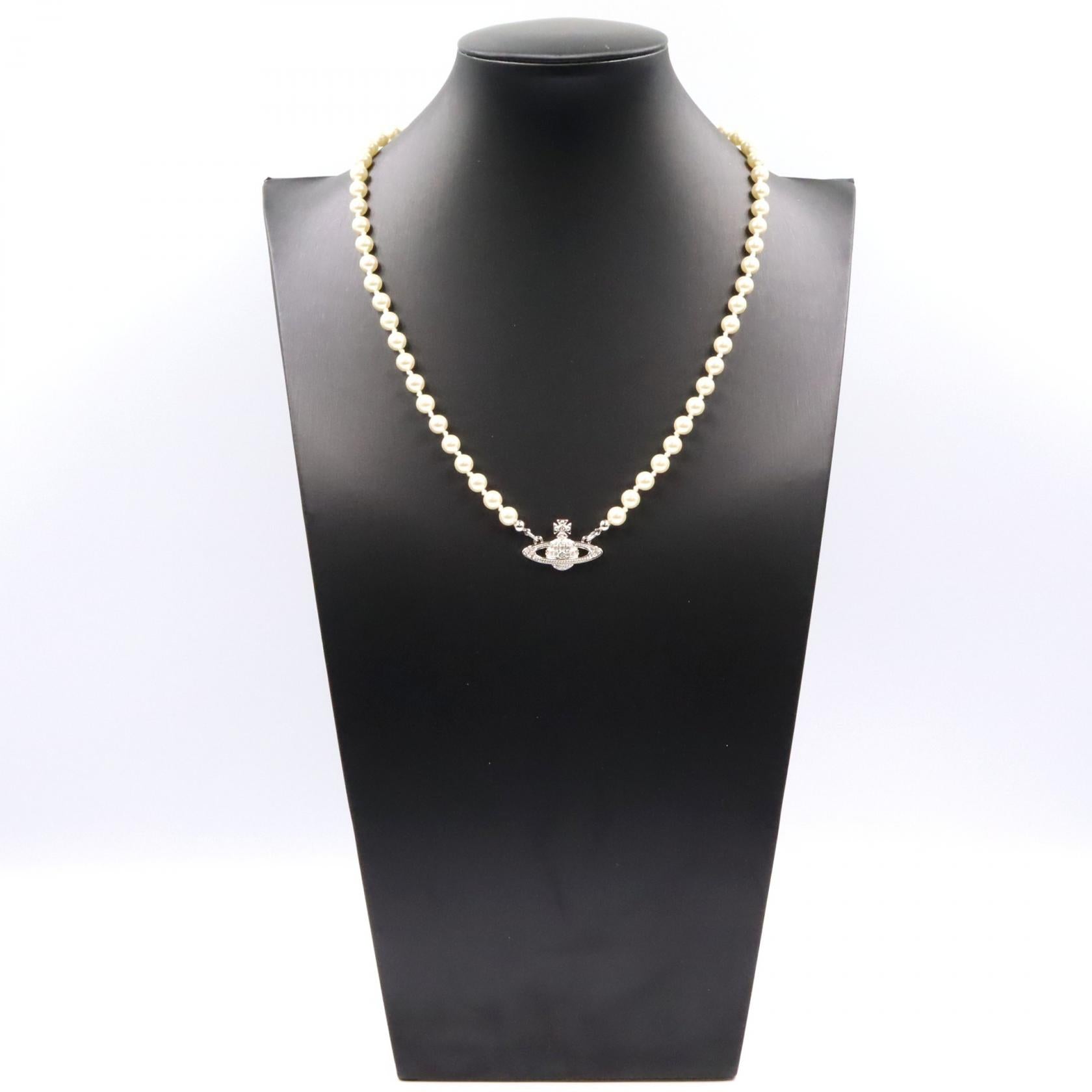 ネックレス ネックレス 真鍮 フェイクパール シルバー ホワイト