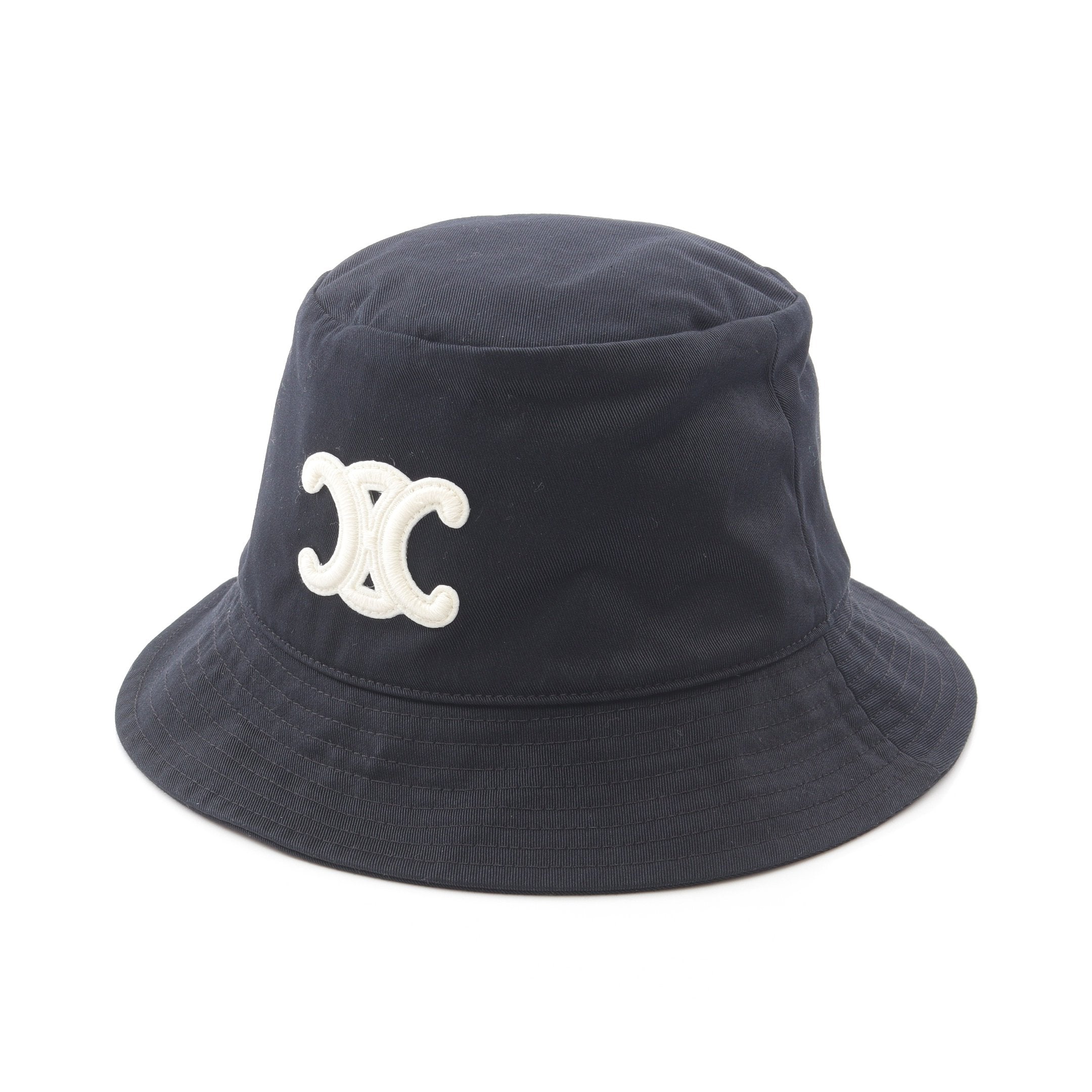 トリオンフ バケット ハット 帽子 刺繍 コットン ブラック アイボリー