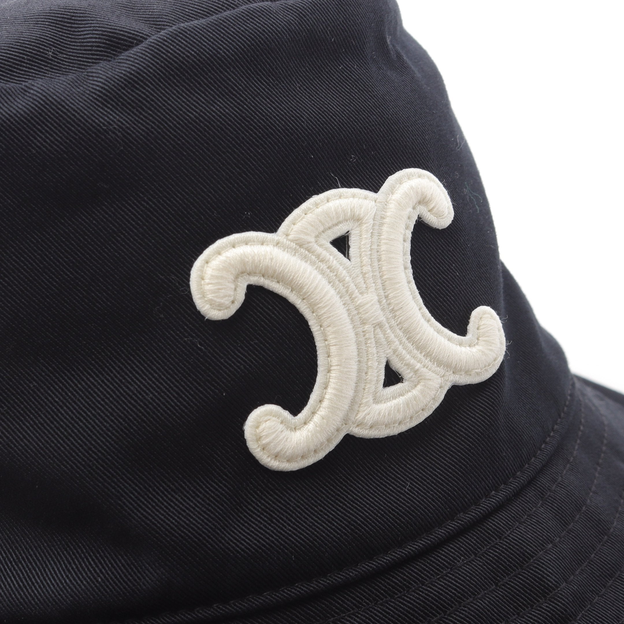 トリオンフ バケット ハット 帽子 刺繍 コットン ブラック アイボリー