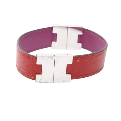 ルーリー ブレスレット レザー シルバー レッド パープル エルメス アクセサリー HERMES