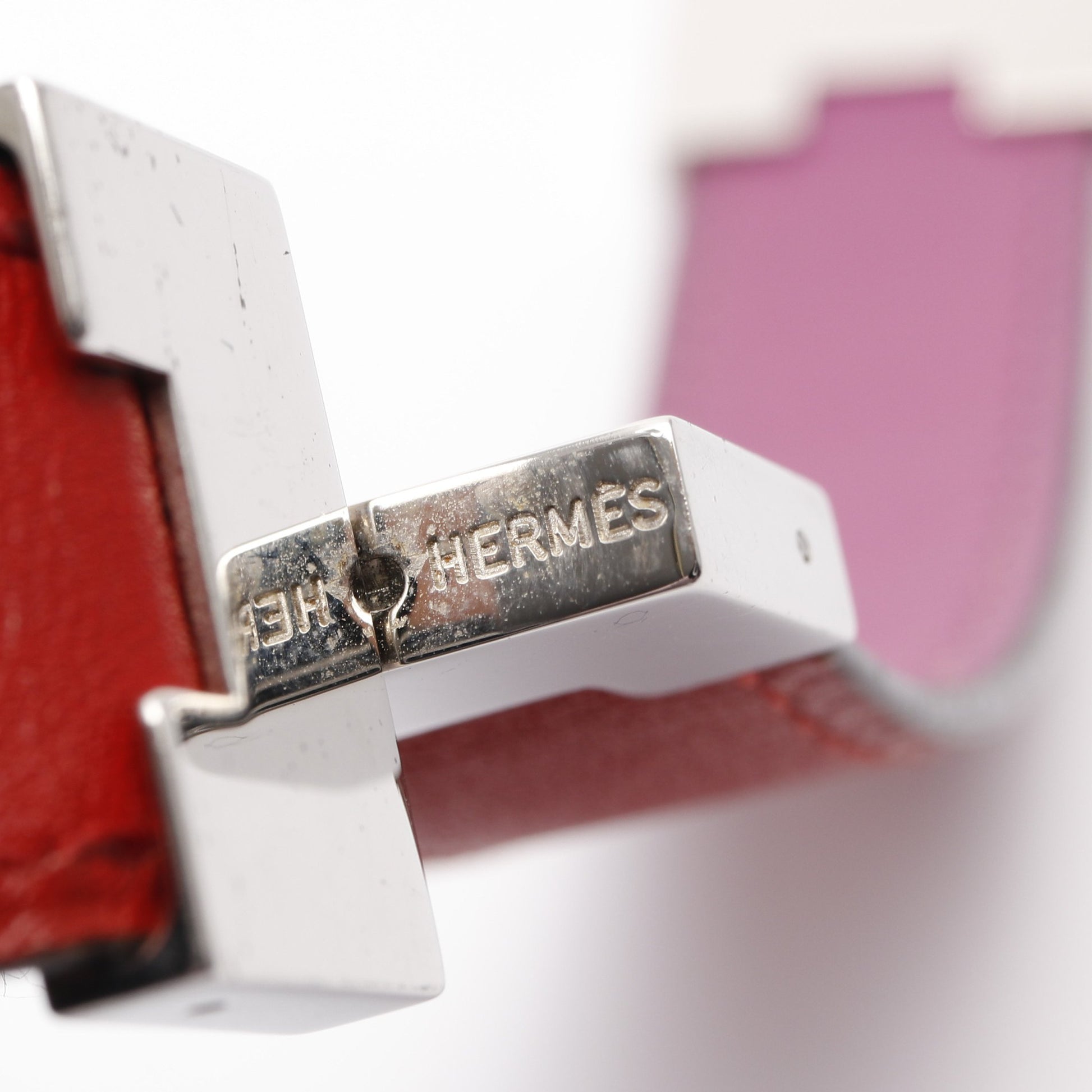 ルーリー ブレスレット レザー シルバー レッド パープル エルメス アクセサリー HERMES