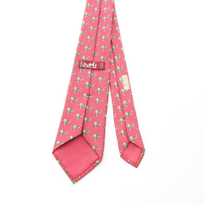 ネクタイ ウサギ シルク ピンクレッド グリーン エルメス 財布・小物 HERMES