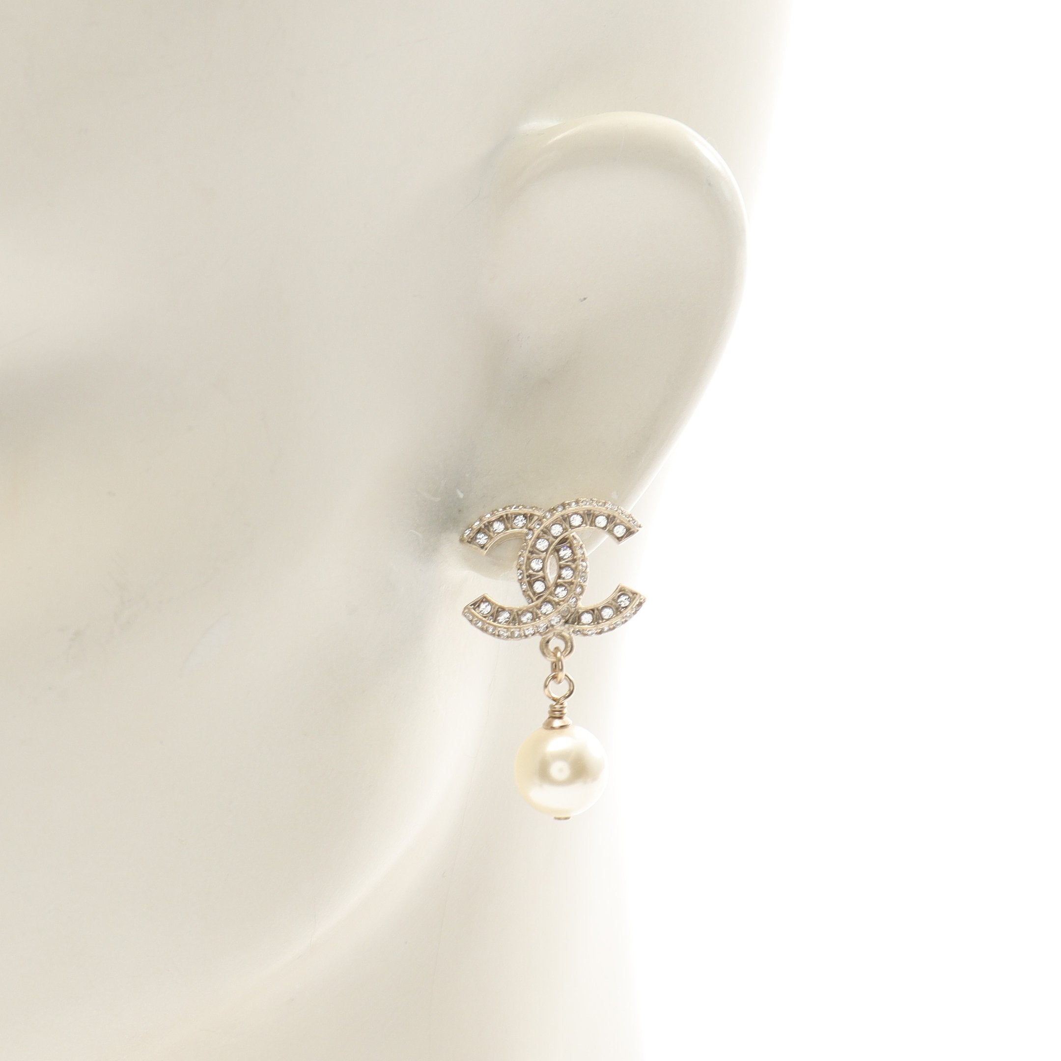 ココマーク ピアス GP ラインストーン フェイクパール ゴールド クリア