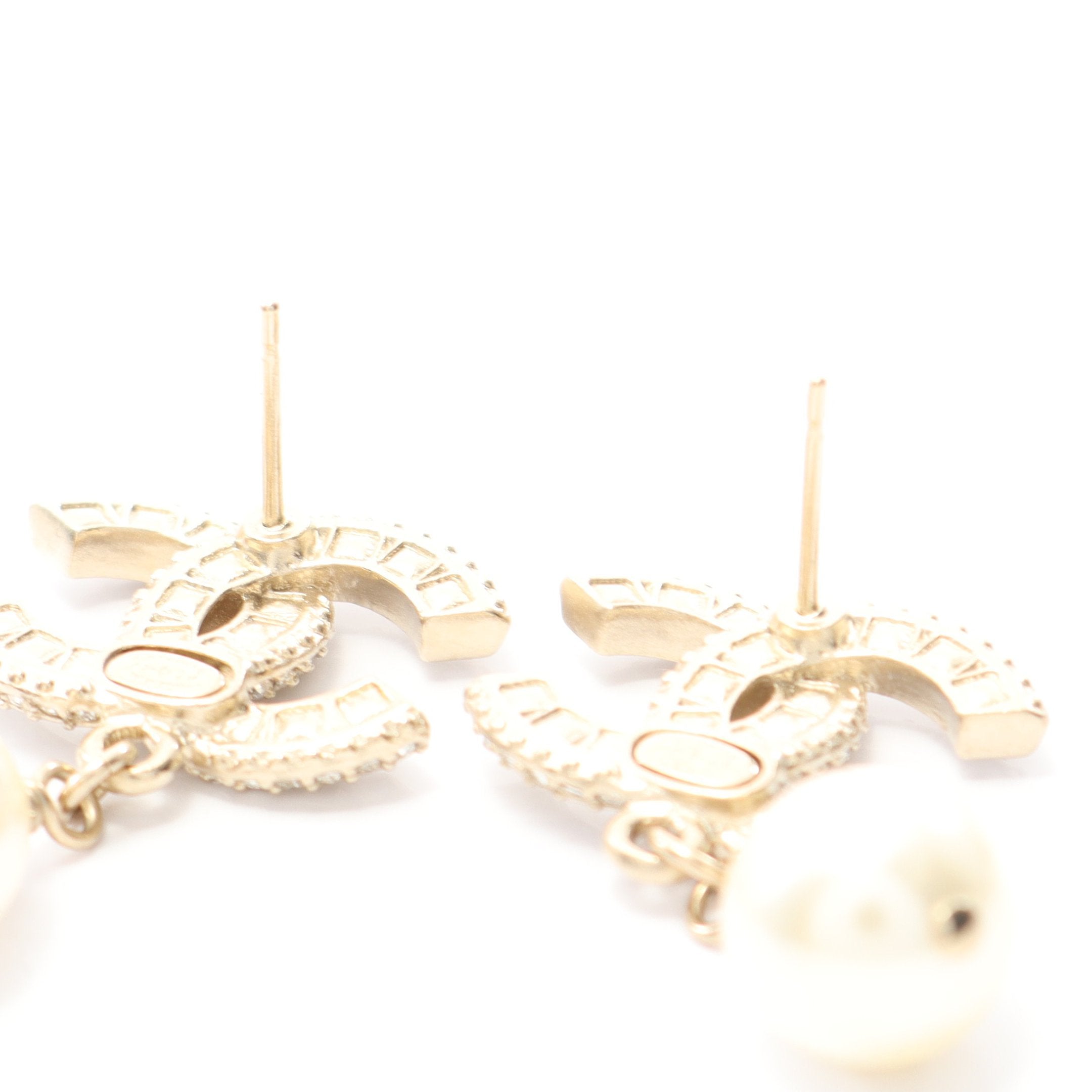 ココマーク ピアス GP ラインストーン フェイクパール ゴールド クリア