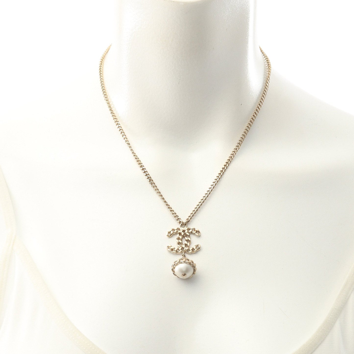 ココマーク ネックレス GP フェイクパール ゴールド ホワイト B16B シャネル アクセサリー CHANEL