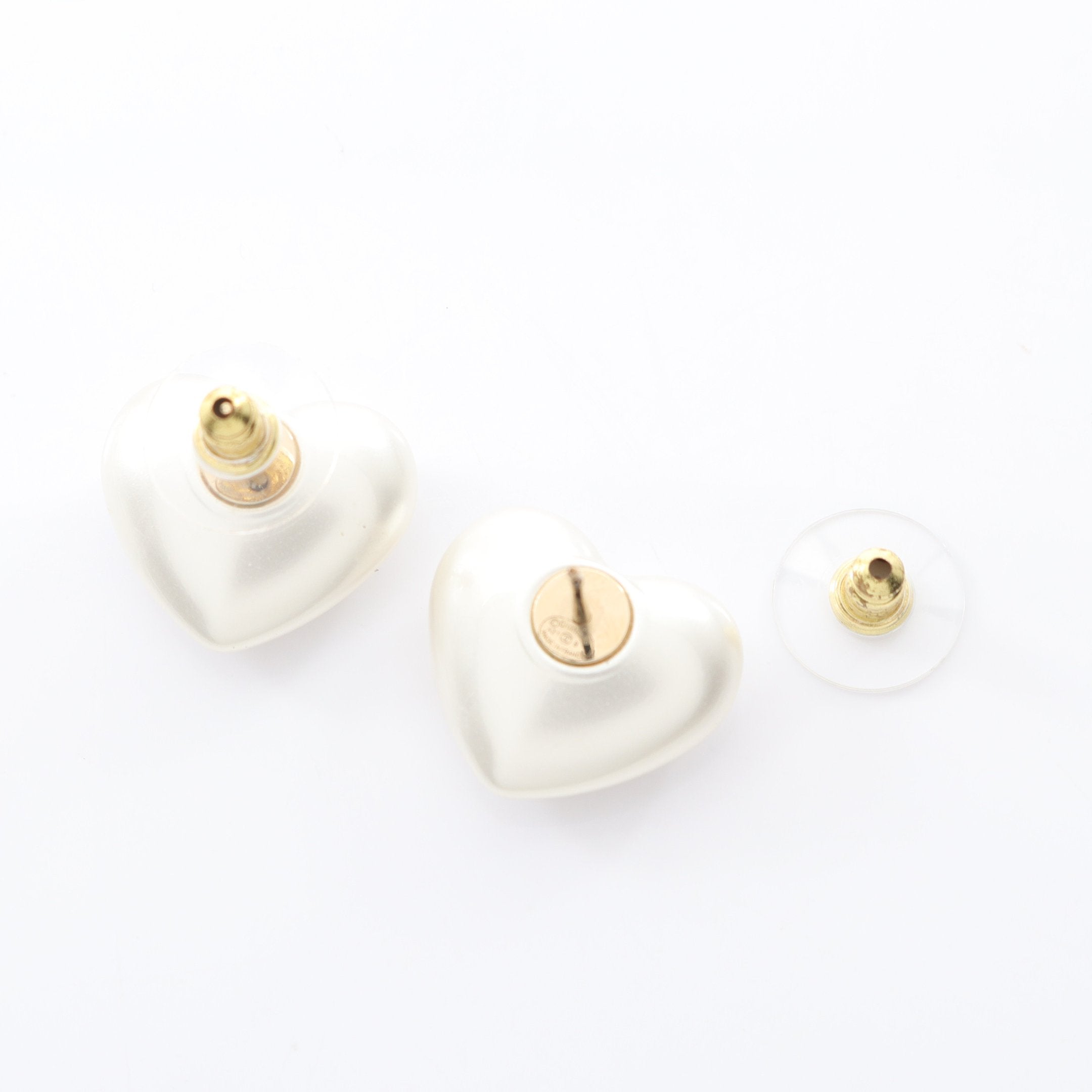 ココマーク ハート ピアス フェイクパール GP ラインストーン ホワイト