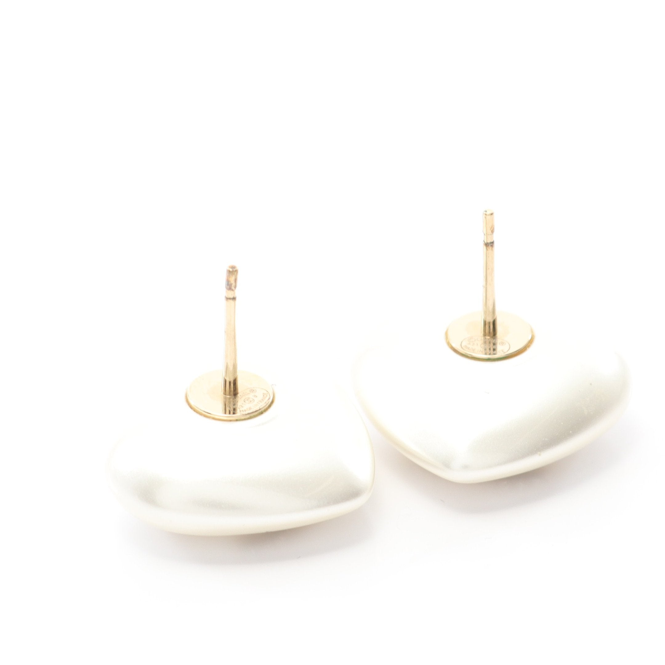 ココマーク ハート ピアス フェイクパール GP ラインストーン ホワイト