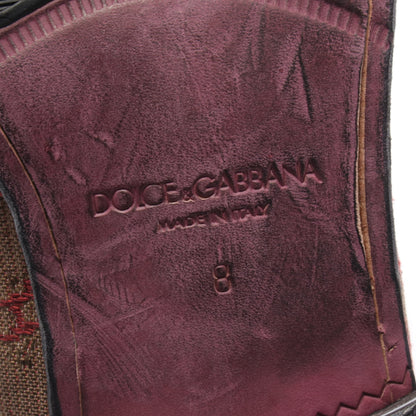 ジャガード ドレスシューズ 花柄 ファブリック レッド カーキブラウン ドルチェアンドガッバーナ シューズ DOLCE&GABBANA