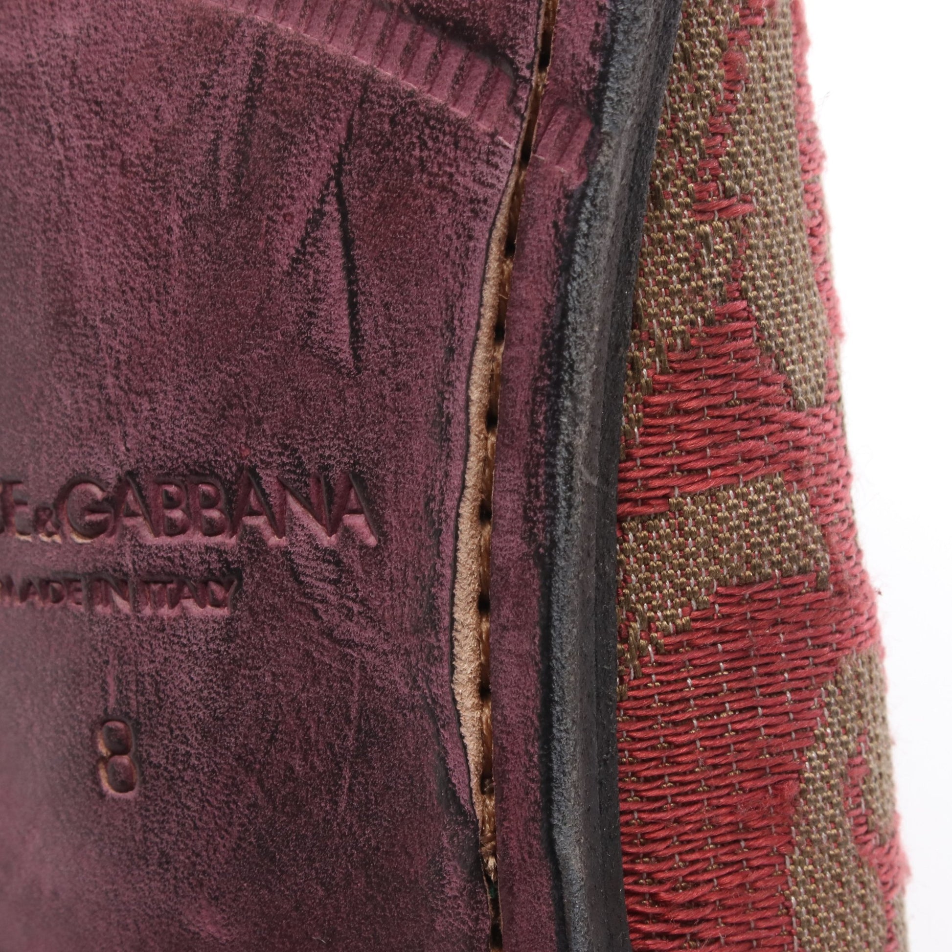 ジャガード ドレスシューズ 花柄 ファブリック レッド カーキブラウン ドルチェアンドガッバーナ シューズ DOLCE&GABBANA