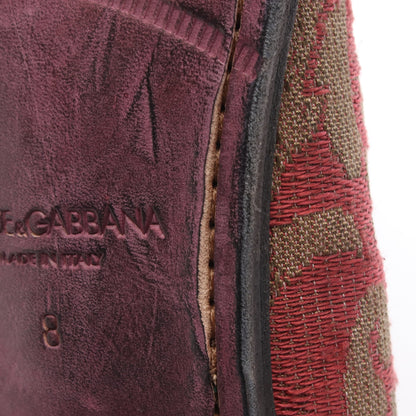 ジャガード ドレスシューズ 花柄 ファブリック レッド カーキブラウン ドルチェアンドガッバーナ シューズ DOLCE&GABBANA