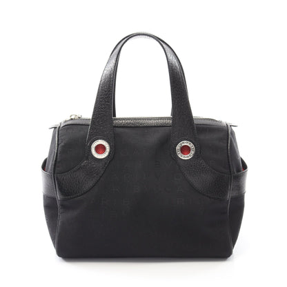 ロゴマニア ハンドバッグ キャンバス レザー ブラック ブルガリ バッグ BVLGARI