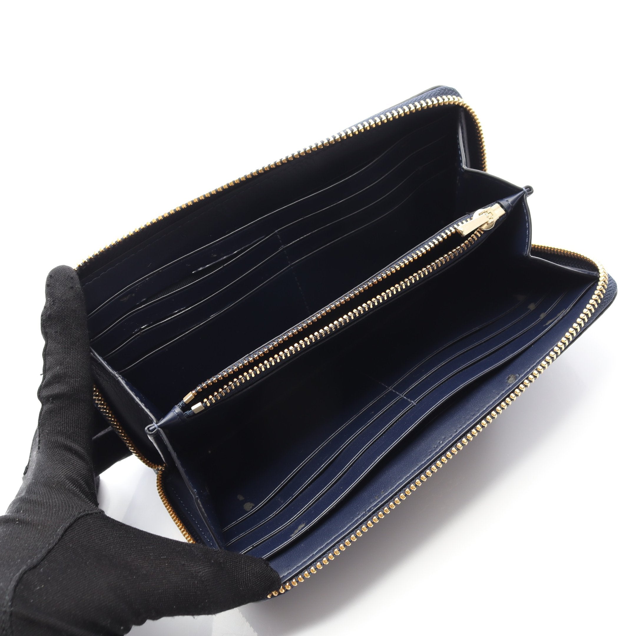 COACH ネイビー ラウンドジップ長財布 ラウンドファスナー長財布 レザー ネイビー コーチ – RECLO