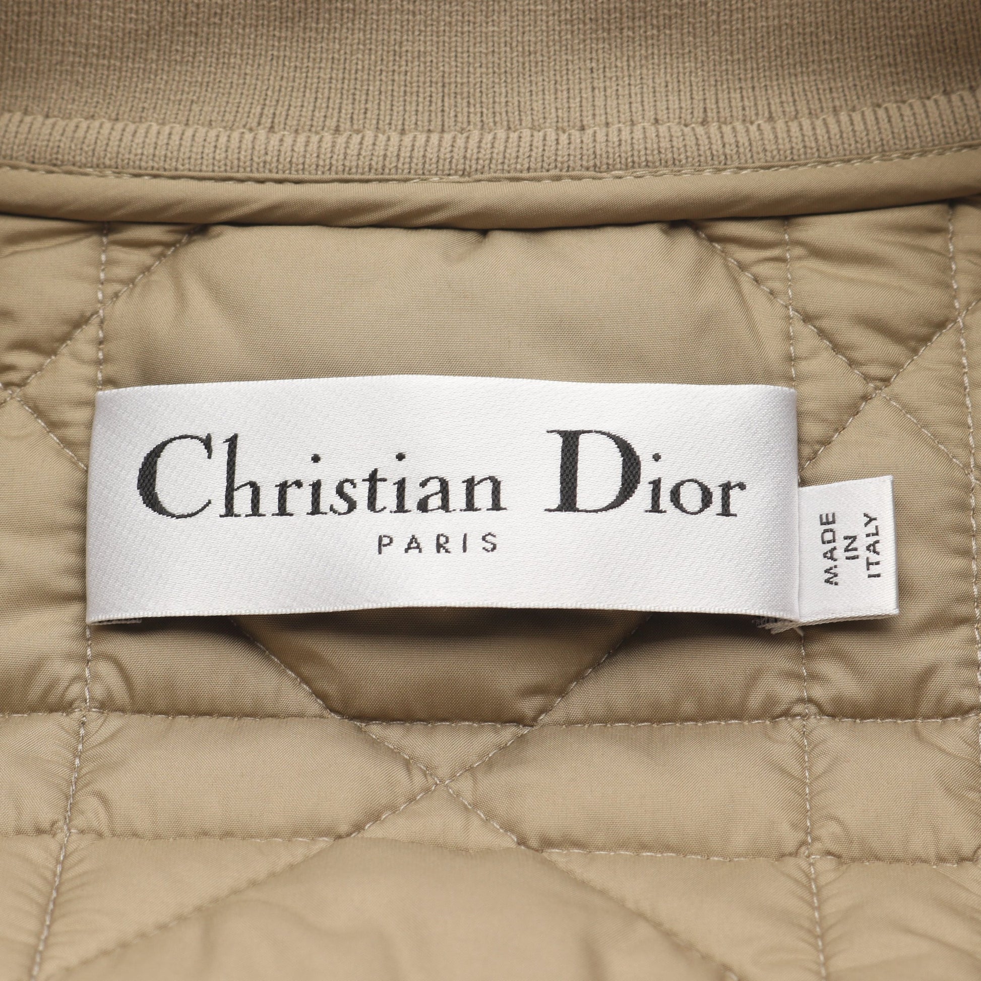 マクロカナージュ BEE刺繍 キルティングジャケット コットン カーキブラウン クリスチャンディオール アウター Christian Dior