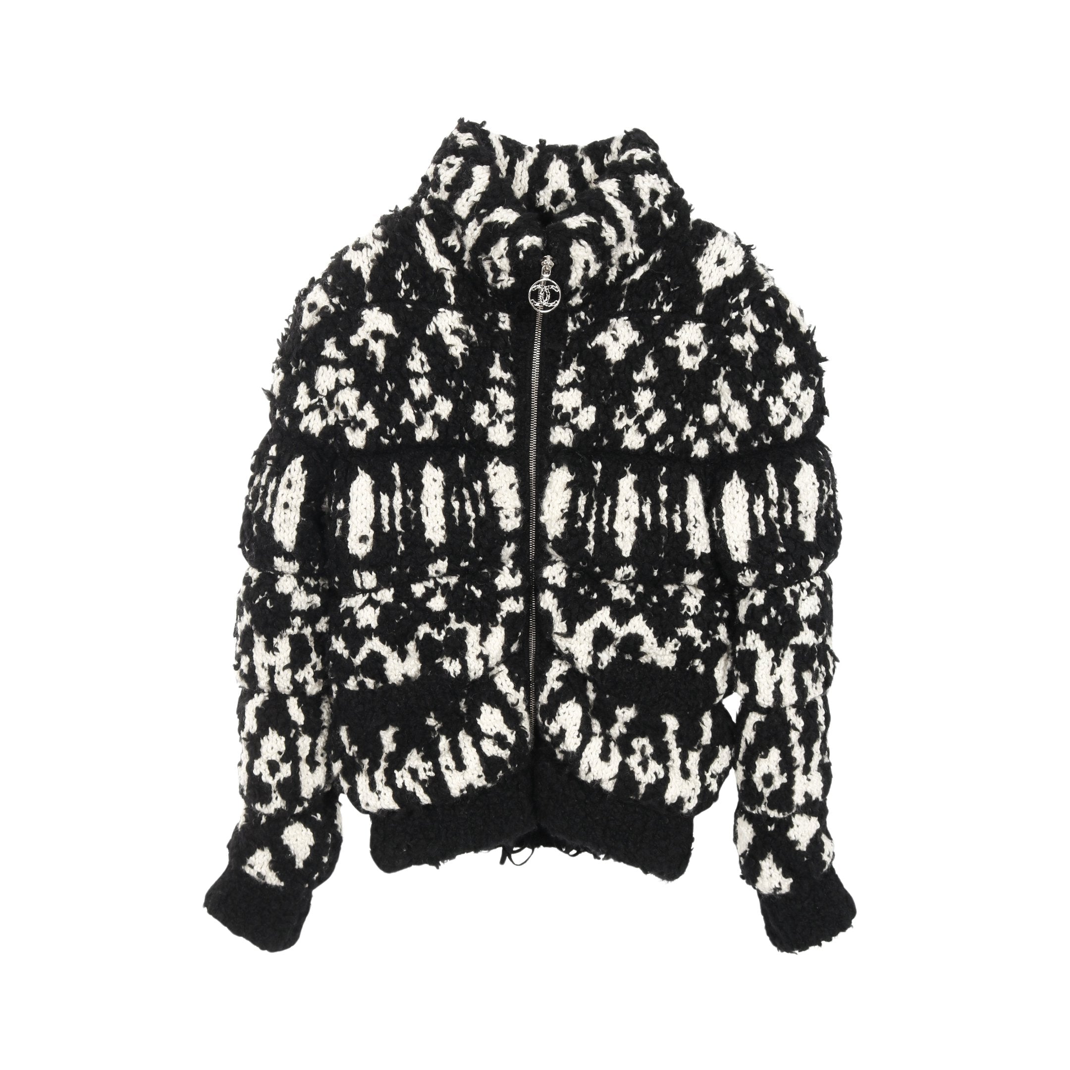 【CHANEL】カシミヤ100% ココマーク総柄 ニットパーカー 34 P70 CHANEL】カシミヤ100% ココマーク総柄 ニットパーカー 34 P70