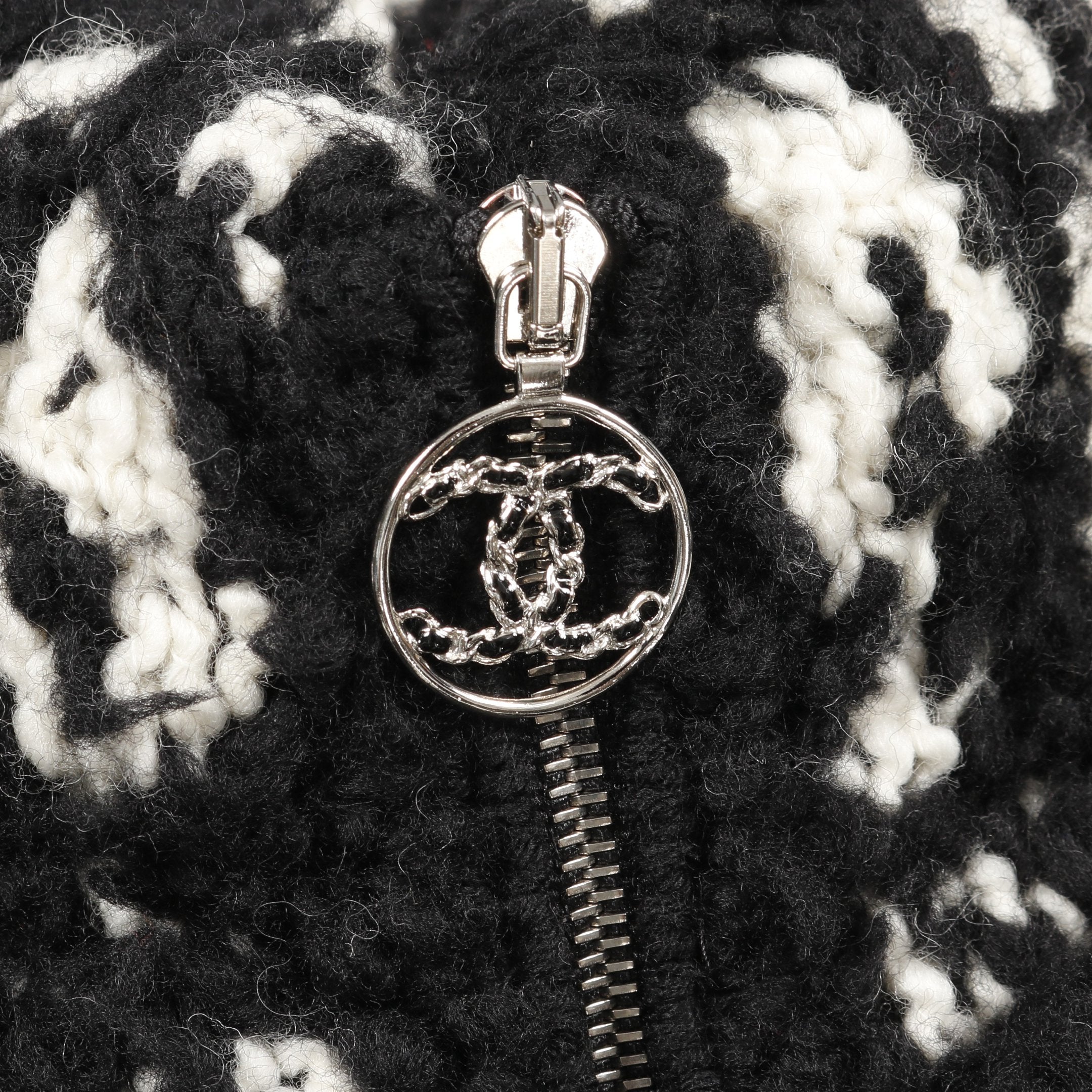 シャネル ★ウール カシミア  ダブル ニット ジャケット グリポア コート シャネル ジャケット コート CHANEL ブラック ウール ダブル 01A Black