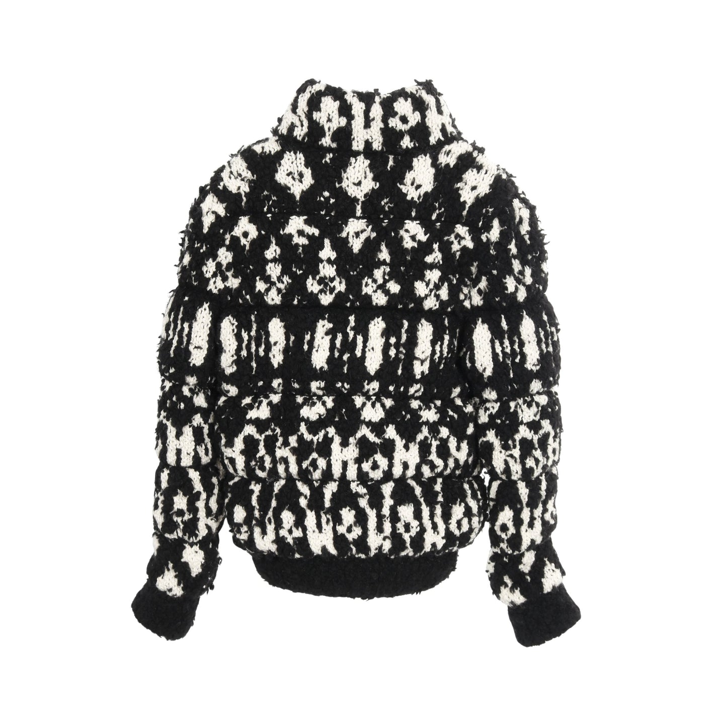 ココマーク ニット ブルゾン 総柄 ウール カシミヤ ブラック ホワイト 中綿 シャネル アウター CHANEL