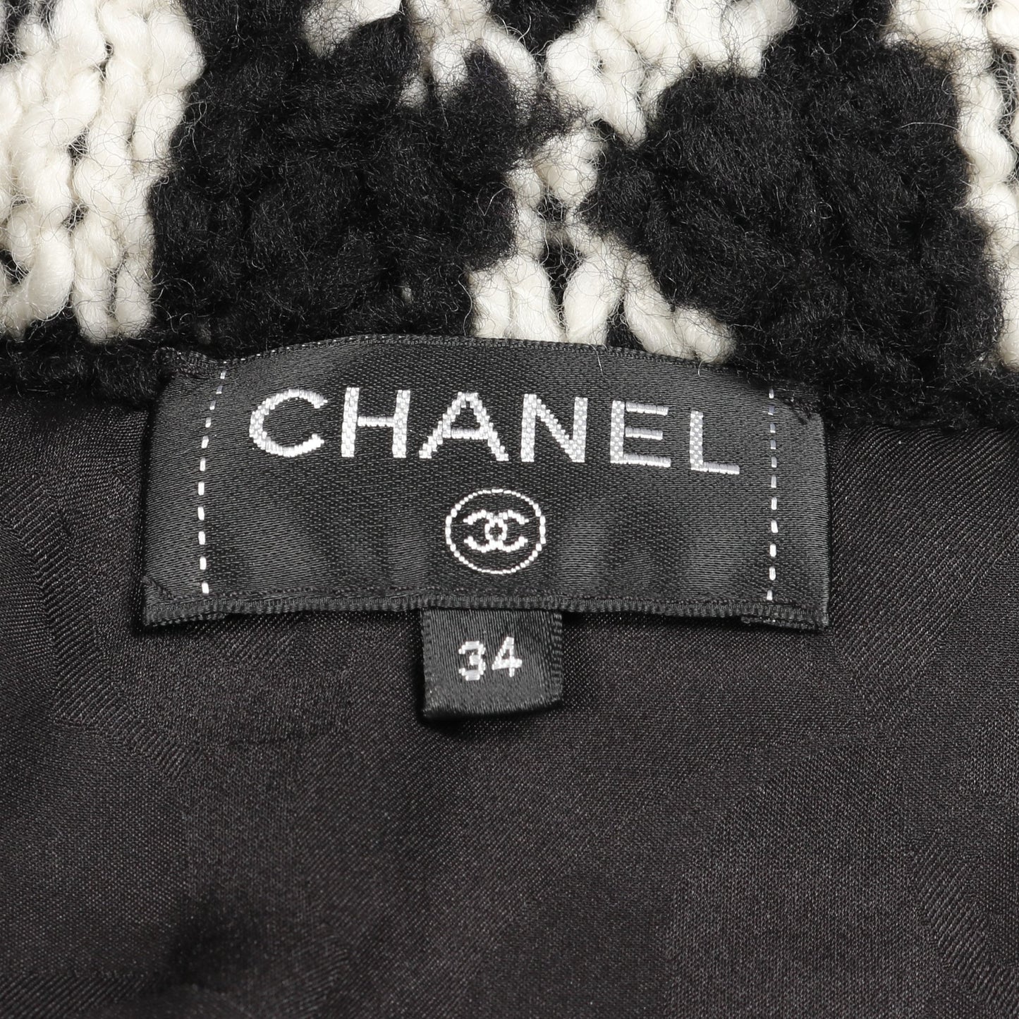 ココマーク ニット ブルゾン 総柄 ウール カシミヤ ブラック ホワイト 中綿 シャネル アウター CHANEL