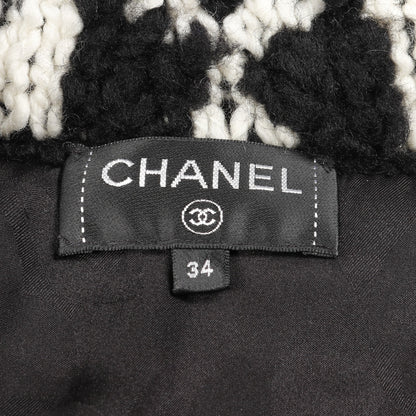 ココマーク ニット ブルゾン 総柄 ウール カシミヤ ブラック ホワイト 中綿 シャネル アウター CHANEL