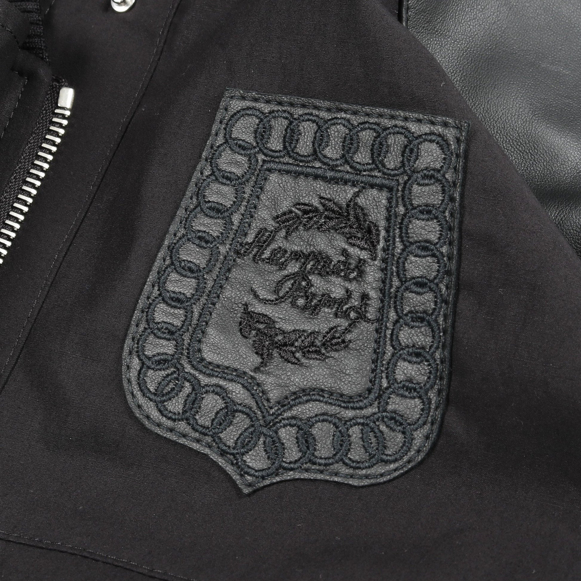 プレタ ブルゾン コットン レザー ブラック 切替え エルメス アウター HERMES