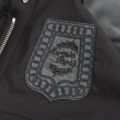 プレタ ブルゾン コットン レザー ブラック 切替え エルメス アウター HERMES